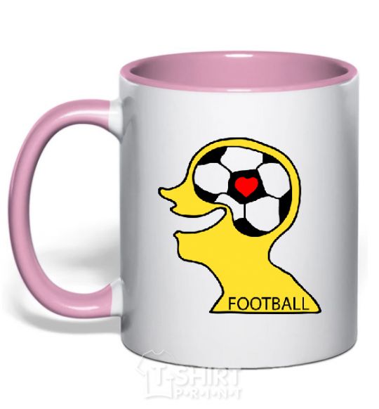 Mug with a colored handle FOOTBALL BRAIN light-pink фото