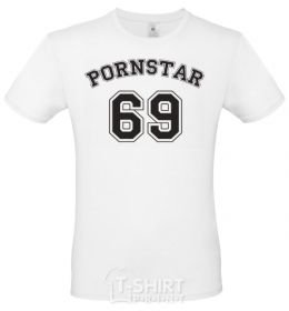 Men's T-Shirt PORNSTAR 69 inscription White фото