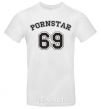 Men's T-Shirt PORNSTAR 69 inscription White фото