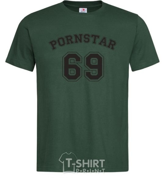 Men's T-Shirt PORNSTAR 69 inscription bottle-green фото