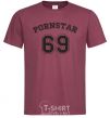 Men's T-Shirt PORNSTAR 69 inscription burgundy фото