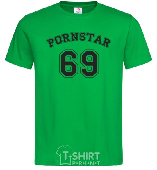 Men's T-Shirt PORNSTAR 69 inscription kelly-green фото