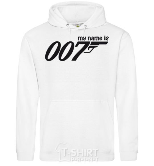 Men`s hoodie MY NAME IS 007 White фото
