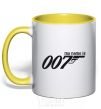 Mug with a colored handle MY NAME IS 007 yellow фото