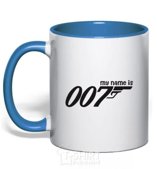 Mug with a colored handle MY NAME IS 007 royal-blue фото