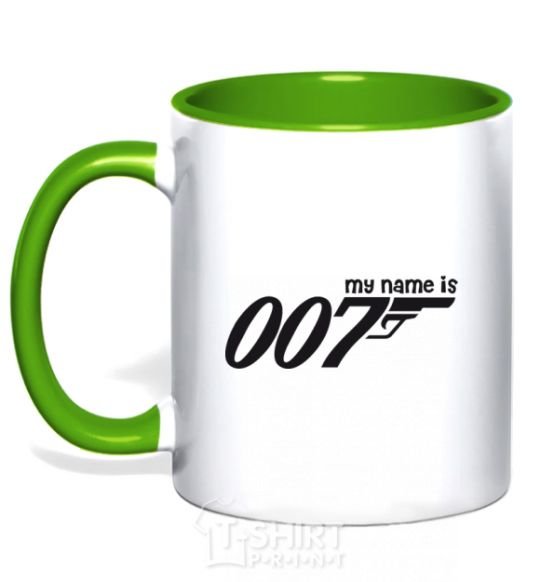 Mug with a colored handle MY NAME IS 007 kelly-green фото