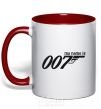 Mug with a colored handle MY NAME IS 007 red фото