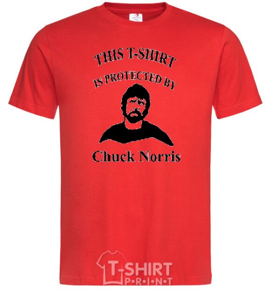 Men's T-Shirt ... PROTECTED BY CHUCK NORRIS red фото