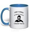 Mug with a colored handle ... PROTECTED BY CHUCK NORRIS royal-blue фото