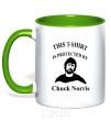 Mug with a colored handle ... PROTECTED BY CHUCK NORRIS kelly-green фото