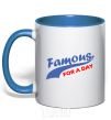 Mug with a colored handle FAMOUS FOR A DAY royal-blue фото