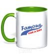 Mug with a colored handle FAMOUS FOR A DAY kelly-green фото