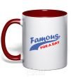 Mug with a colored handle FAMOUS FOR A DAY red фото