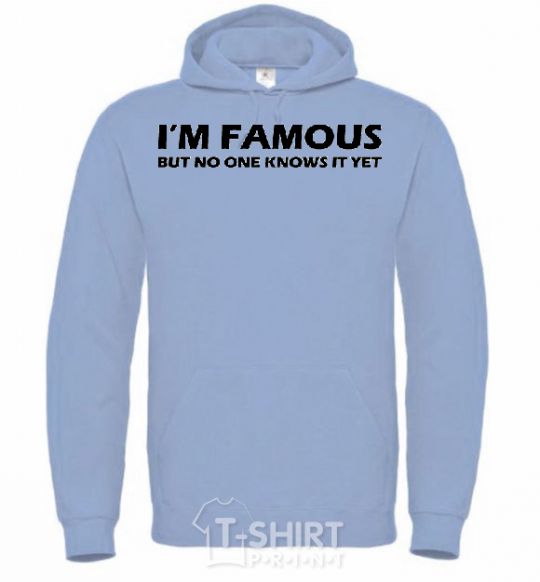 Men`s hoodie I'M FAMOUS sky-blue фото