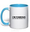 Mug with a colored handle I'M FAMOUS sky-blue фото