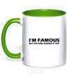 Mug with a colored handle I'M FAMOUS kelly-green фото