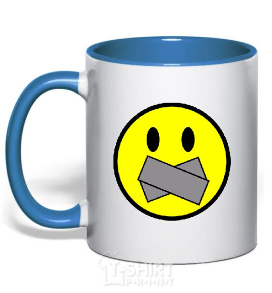 Mug with a colored handle DON'T SMILE royal-blue фото