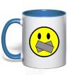 Mug with a colored handle DON'T SMILE royal-blue фото