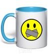 Mug with a colored handle DON'T SMILE sky-blue фото