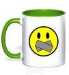 Mug with a colored handle DON'T SMILE kelly-green фото