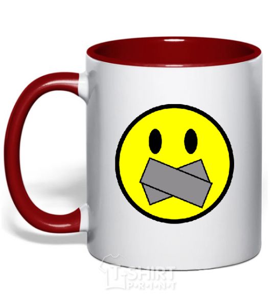 Mug with a colored handle DON'T SMILE red фото