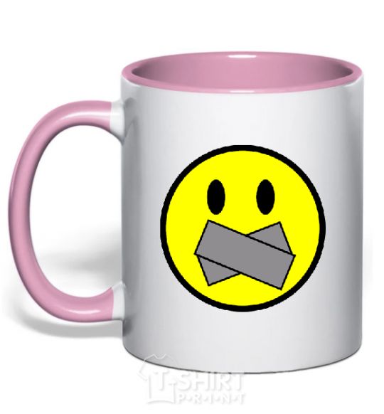 Mug with a colored handle DON'T SMILE light-pink фото