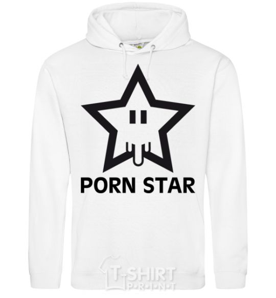 Men`s hoodie PORN STAR White фото