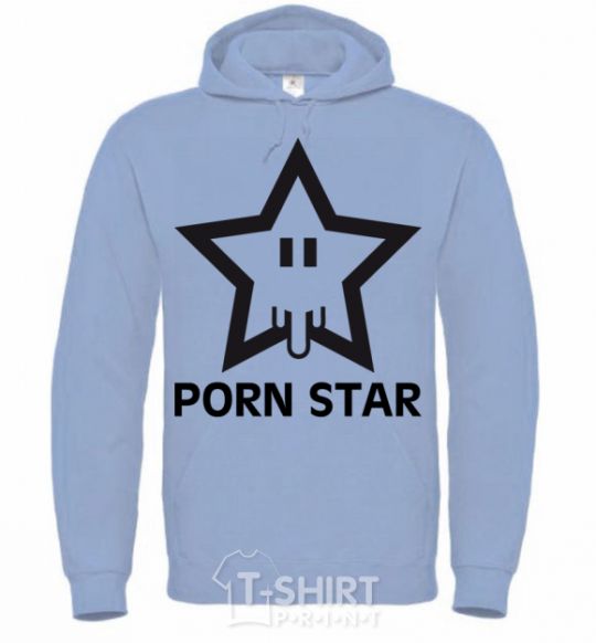 Men`s hoodie PORN STAR sky-blue фото