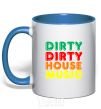 Mug with a colored handle DIRTY HOUSE MUSIC royal-blue фото