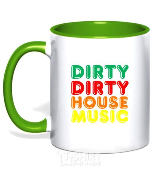 Mug with a colored handle DIRTY HOUSE MUSIC kelly-green фото