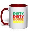 Mug with a colored handle DIRTY HOUSE MUSIC red фото