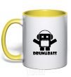 Mug with a colored handle DRUM&BASS yellow фото