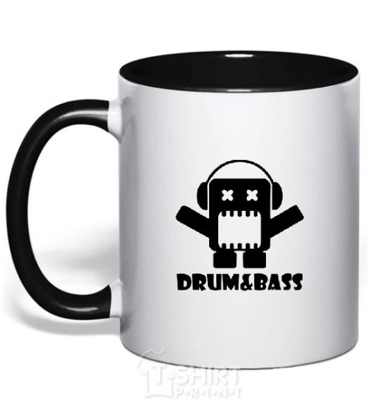 Mug with a colored handle DRUM&BASS black фото