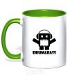 Mug with a colored handle DRUM&BASS kelly-green фото