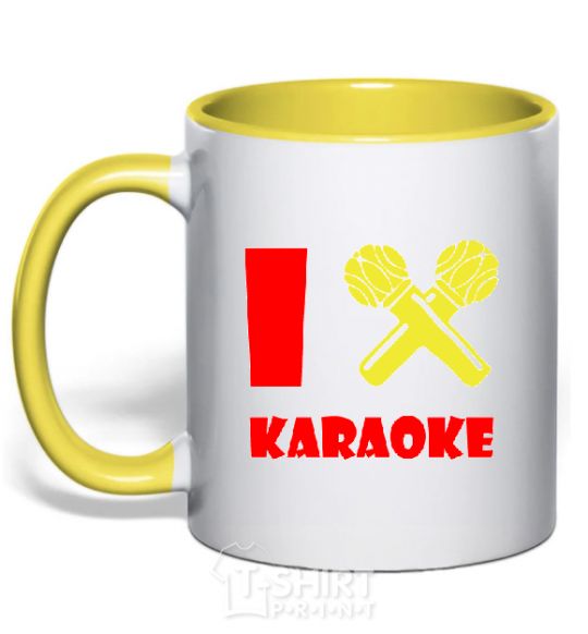 Mug with a colored handle I KARAOKE yellow фото