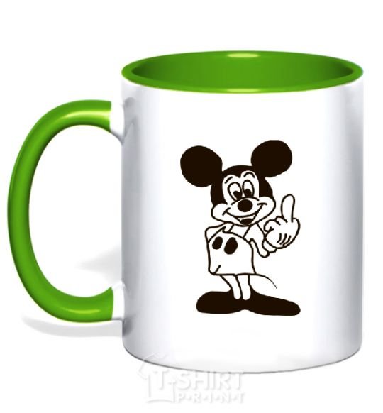Mug with a colored handle MICKEY MAUS #2 kelly-green фото