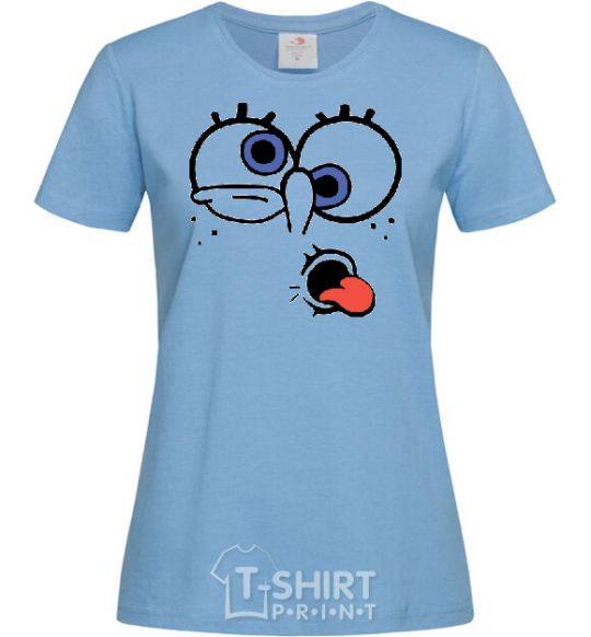 Women's T-shirt SPONGEBOB sky-blue фото