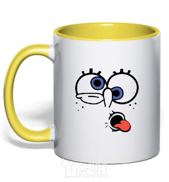 Mug with a colored handle SPONGEBOB yellow фото