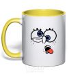 Mug with a colored handle SPONGEBOB yellow фото