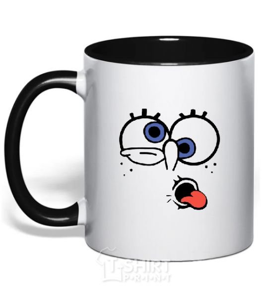 Mug with a colored handle SPONGEBOB black фото