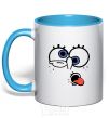 Mug with a colored handle SPONGEBOB sky-blue фото