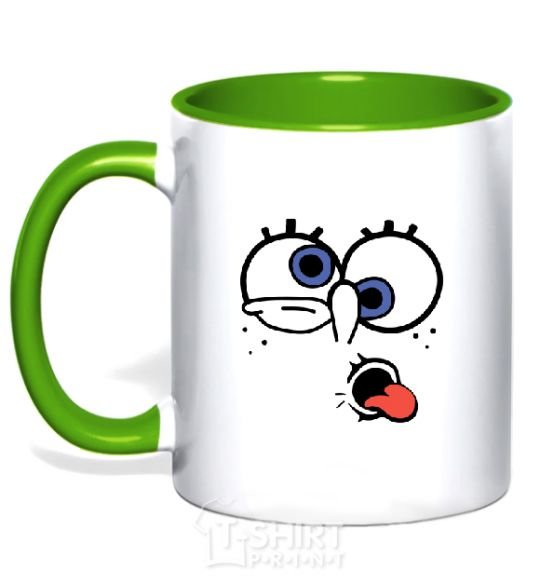 Mug with a colored handle SPONGEBOB kelly-green фото