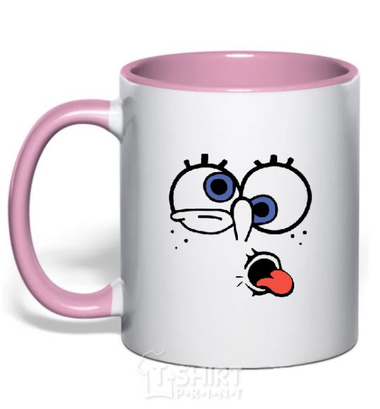 Mug with a colored handle SPONGEBOB light-pink фото