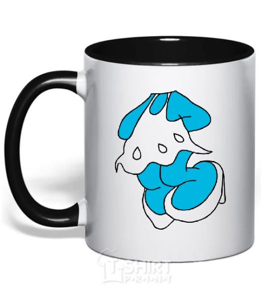 Mug with a colored handle SMURF GIRL BLUE black фото