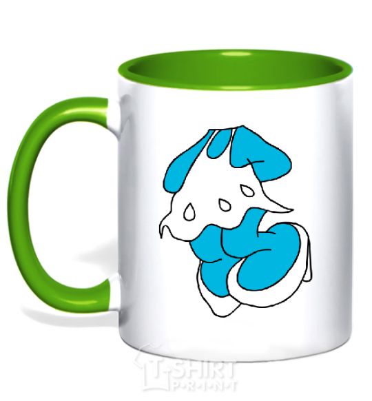 Mug with a colored handle SMURF GIRL BLUE kelly-green фото