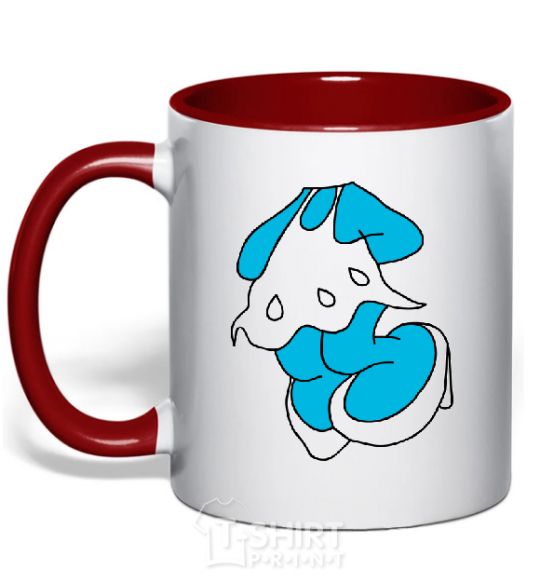Mug with a colored handle SMURF GIRL BLUE red фото