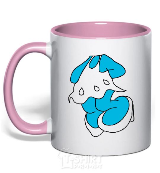 Mug with a colored handle SMURF GIRL BLUE light-pink фото