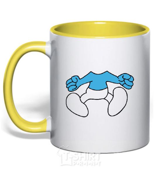 Mug with a colored handle SMURF BOY BLUE yellow фото