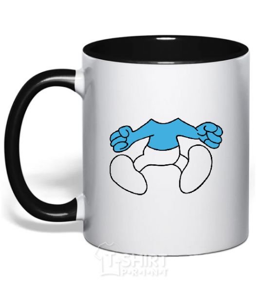 Mug with a colored handle SMURF BOY BLUE black фото