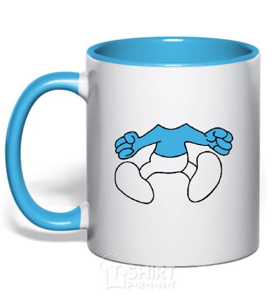 Mug with a colored handle SMURF BOY BLUE sky-blue фото